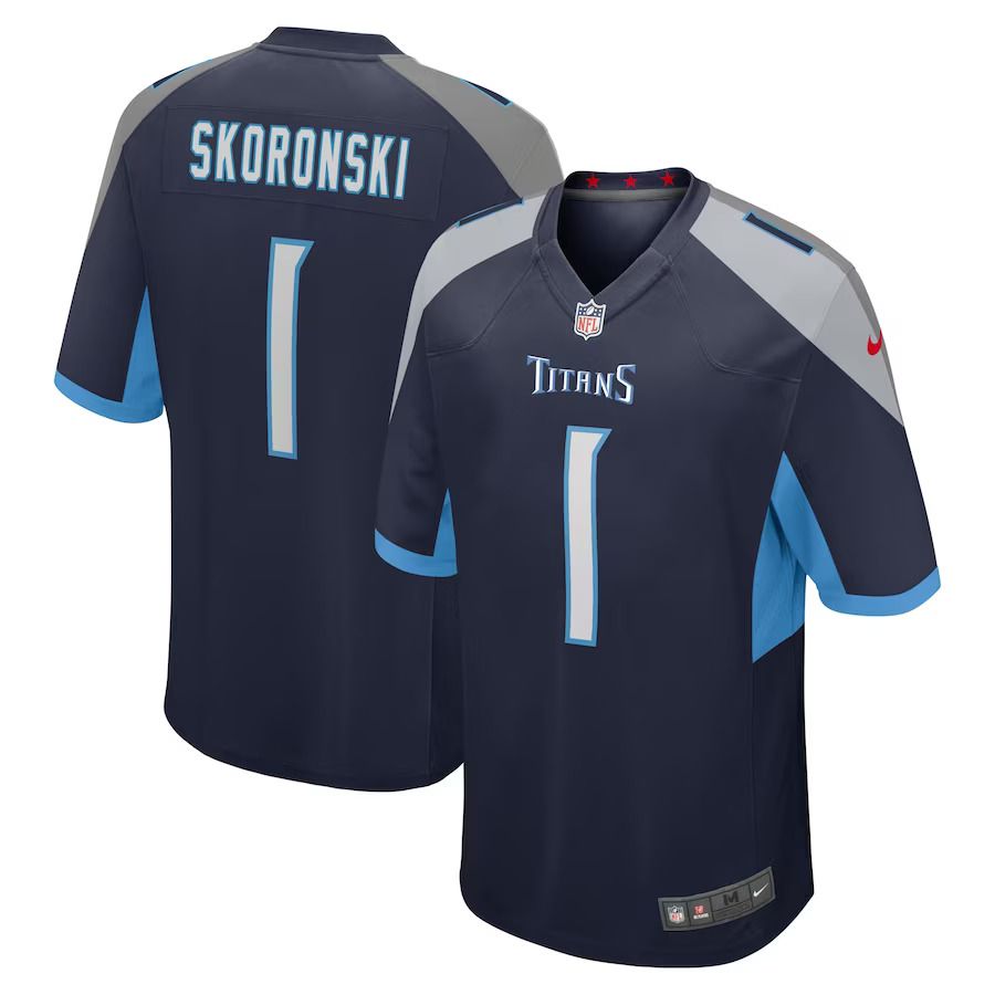 Men Tennessee Titans #1 Peter Skoronski Nike Navy 2023 NFL Draft First Round Pick Game Jersey